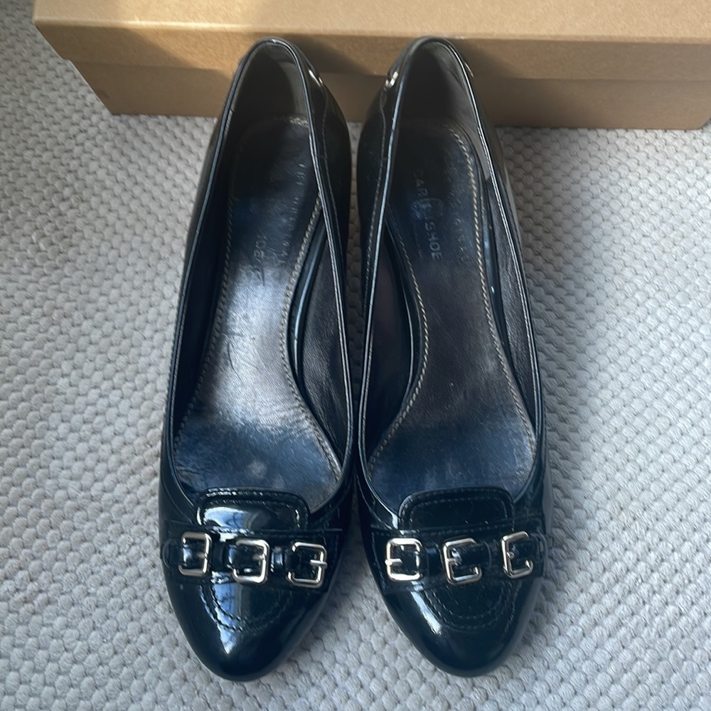 Prada Car Shoe Patent Black kitten heel size size 39
